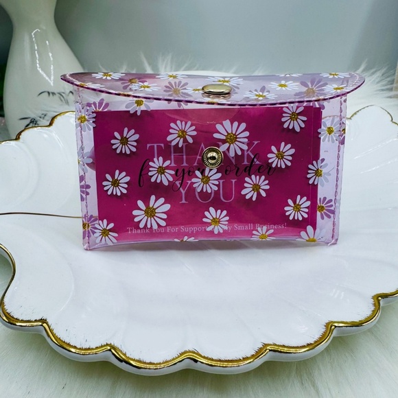 Florals Clear Card Case Wallet in Purple - Picture 5 of 7